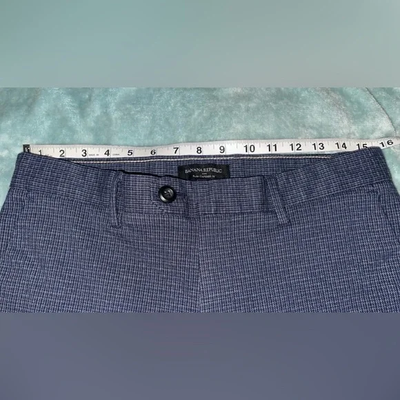Banana Republic Women’s Slim-Tapered Cropped Pants Blue Micro Check 30 NWT - Picture 6 of 10